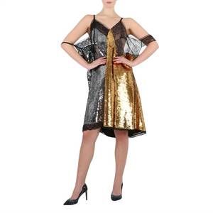 NEW BURBERRY bicolor sequin cocktail dress in gold